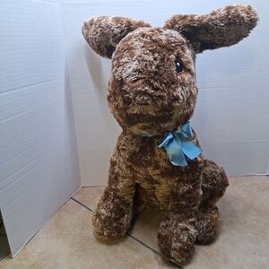 Walgreens Sitting Brown Bunny Rabbit Plush 14" Blue Ribbon Embroidered Face